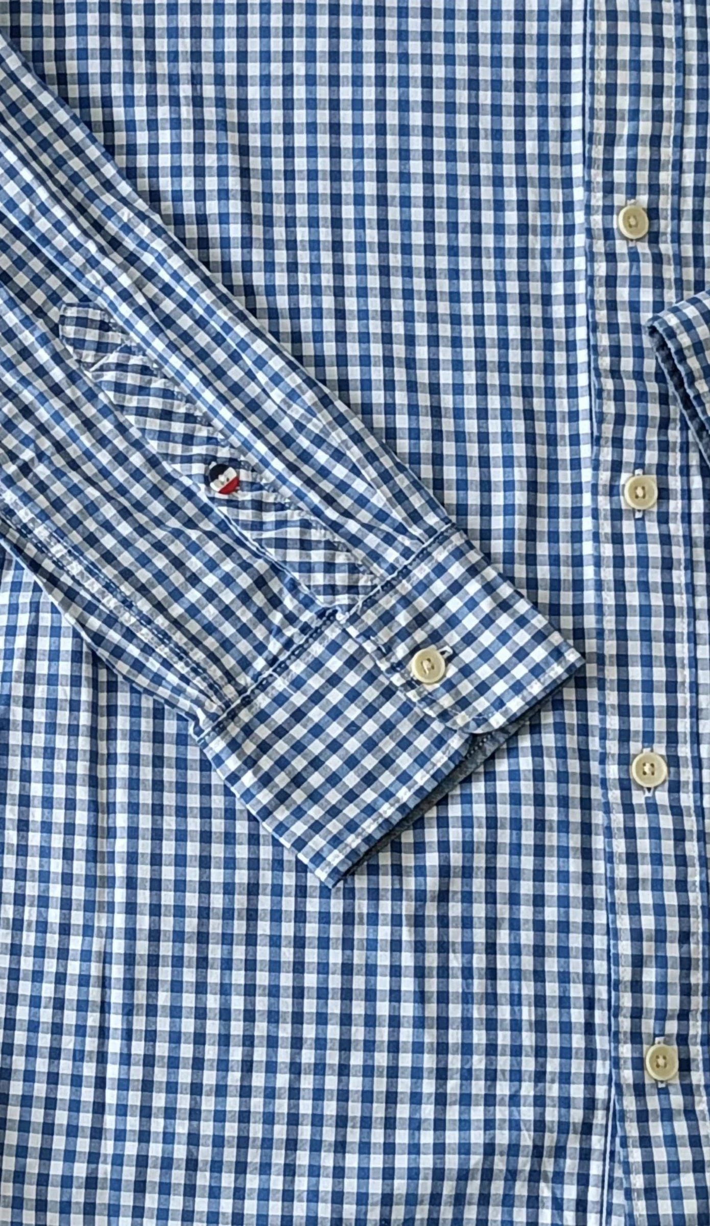 Camisa Tommy Jeans azul a cuadros blancos Logo bordado Talla M – photo 6